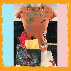 ☠️Ed Hardy Tee & Carry All Bag / Cosmetic Bag☠️